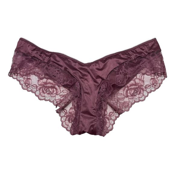 Victoria's Secret Rose Lace-Trim High-Leg Cheeky Panty Purple Vapor Size Large - Picture 1 of 3